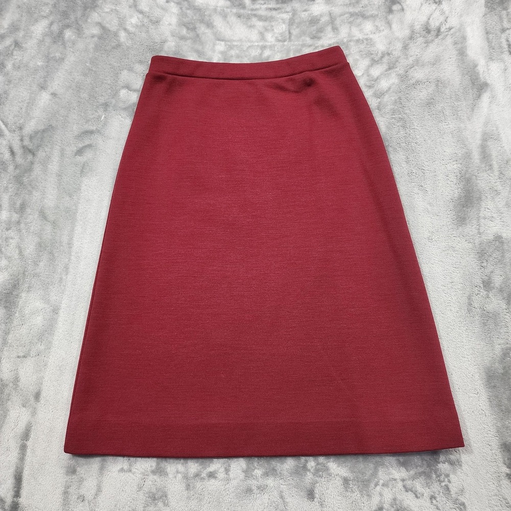 Vintage 70s Jantzen Skirt Womens 14 Red Knit Pull On A-Line Elastic Waist Preppy